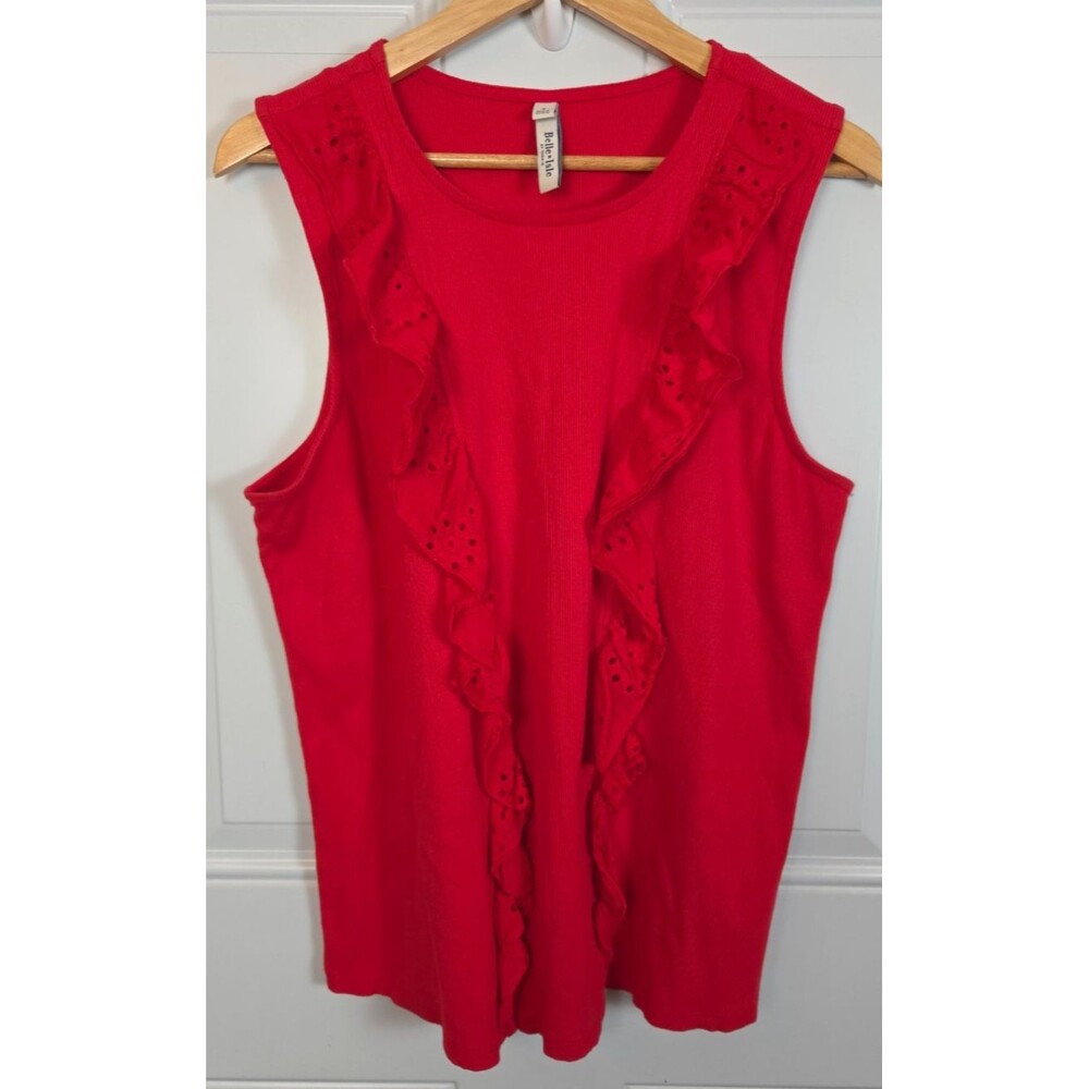 Belle Isle by Torrid Sleeveless Ribbed Ruffle Top Size 3X Cotton Natural Fabric